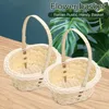 Party Decoration White Flower Borge Weaving Wedding Baskets For Flowers Bride/Kids Hand Hold Cosmetics Organizer