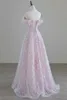dgcmy Luxury Pink feather Prom dres women advanced light luxury a word shoulder fairy Evening dr high-end party gown 598z#