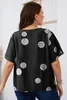 women's Plus Size Dots Puff Short Sleeve Tee Crew Neck T Shirts Loose Irregular Casual Tops Chiff Summer Blouse T-Shirt Cloth z93k#