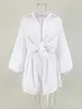 Women Spring Summer Bohemian Shorts Set Solid White Loose Fit Outfits Blus Suit 2 Two Piece Set för 240323