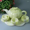 Zestawy herbaciarskie 1 Teapot 4 Teacup Jade Teaset Health Gongfu Oryginalne Lantian Jades Stone Chinese Tea Ceremonii