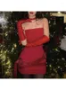 Casual Dresses 2024 Vintage Dark Red Bodycon Y2k Punk Backless Dress Retro Gothic Grommet Straps Party Tube Women Sexy Christmas Mini