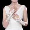 elegant Beaded Lace Short Bridal Gloves Fingerl Wedding Gloves White Ivory Wedding Accories Veu De Noiva for Women N4U6#