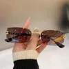 선글라스 남성과 여성을위한 선글라스 유전자 미니 프레임리스 선글라스 세련된 그라디언트 선글라스 안경 레트로 럭셔리 브랜드 디자이너 Travel Shadow J240330