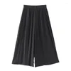 Damenhosen Sommer Traditionelle Ethnische Frauen Lose Dünne Retro Schnürung Langes, Breites Bein Mädchen Vintage Schwarze Hose Elastische Taille