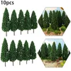 Decorative Flowers 10pcs Pine Trees Model Green For Scale Railway Layout 15cm Miniature Sandtable Scenery DIY Home Building Garden Parts