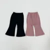 Брюки 2024, весенние детские свободные хлопковые модные расклешенные брюки для маленьких девочек, однотонные, удобные повседневные штаны для малышей