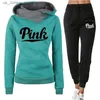 Dames Tweedelige broek Trainingspakoutfits voor dames Herfst Winter Sweatshirt met capuchon + Zwarte joggingbroek Hoge kwaliteit Dames Dagelijks Informeel Warm 2-delige set T240330