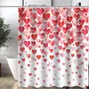 Shower Curtains Standard Size Curtain Valentine's Day Love Heart Print With Hooks Water-resistant Machine For Romantic