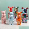 Jogos de novidade jogos de novidade nodic decoração de casa bearbricklys 28cm 400% estátua violência urso scpture figura ornamentos estatuetas decorativas dhyyo