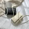 Torba mody kobiety pu skóra czysta kolor sieci Pearl łańcuch crossbody casual damskie małe torebki torebki komunikatorowe