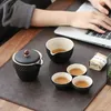 Teaware Sets Chinese Ceramic Tea Set Black Quick Cup Travel Portable Kit Teapot Bone China