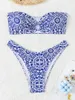 Women's Swimwear XS - L Sexy Bandeau Printed Brazilian Bikini Women Female Swimsuit Two-pieces Set Bather Bathing Suit Swim K5141