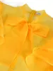 2024 Chemisier jaune à la mode pour femmes Sheer Tulle Top Voir à travers Bowtie Volants Garniture Chemise Fi Office Work Club Plus Taille 4XL V9UJ #