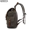 vintage canvas leather waterproof backpack travel mochila vintage masculina Rucksack men backpack waxed canvas Laptop Bagpack R3lB#