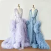 donne maternità Dres Lg Fluffy Tulle Accappatoio da sera Dres per Photoshoot Party Bridal Prom Sleepwear Custom Made 63hW #