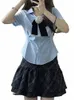 Japonês Kawaii JK Uniforme Escolar Mulheres Coreano Fi Bonito Uniforme Conjunto de Duas Peças Camisa Azul Vintage e Mini Saia Xadrez Define t6iY #