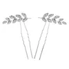 Rhineste Wedding Hair Acciories 2pcs/set sier color Leaf Crystal Bridal Hair Pins for Women Bride Headdr Jewelry G8PG＃