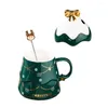 Mugs Christmas Mug Milk Cup Coffee With Lid Simple Style Water Handle Ceramics Oatmeal Child