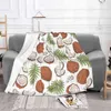 Blankets Coconuts Top Quality Comfortable Bed Sofa Soft Blanket Coconut Tropical Leaves Leaf Tropic White Background Fruit Summer Aloha