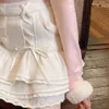 Japonais lolita kawaii vêtements rose mini jupe avec short dentelle taille haute style coréen femmes 2024 automne jupe blanche moelleuse 240315