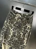 Kvinnors jeans VGH Colorblock Leopard Tryck ihålig för kvinnor Hög midja lapptäckfickor Streetwear Wide Leg Pants Kvinnligt mode