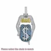 Pendentif Colliers Collier de créateur de luxe 14K Langue de cuivre Glacé Bling 5A CZ Y Bouche Dollar Symbole Micro Pave Zircone Cubique Goutte Dhe2W