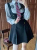 Japanse Kawaii JK Schooluniform Zomer Schattig Slanke Shirt Uniform Sets Effen Graduati School Meisjes Cosplay Bandrok Kostuum x1DQ #