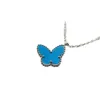 Designer Brand Van New Butterfly 18K White Fritillaria Necklace Womens Blue Turquoise Double Sided Net Red samma halschain