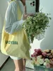 leftside Big Canvas Letter Design Shopper Shop Shoulder Bag for Women 2024 Casual Big Handbags Simple Travel Hobo Bags y9D6#