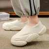 Pantoufles d'hiver en coton pour hommes, chaussures de loisirs chaudes et pelucheuses, semelle épaisse, imperméables, 2024