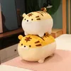 4050cm Fat Cartoon Tiger Plush Toy Down Cotton Stuffed Animal Ultra Soft Huggable Tiger Plushie Kids Gift 240315