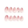 False Nails 24pcs Woman Almond Fake Nail Gradient Color Blusher Pink Short Artificial For Women And Girl Party Activity