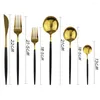 Besteck-Sets 4/6 Set Edelstahl Geschirr Gold Messer Gabel Löffel Abendessen Küche Besteck Wohnaccessoires