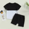 Summer Toddler Kids Boys Clothes Set Patchwork Color Pocket SHORT STEVE T-SHIRTS+Shorts Nyfödda Casual Sportwear Outfits