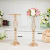 Decoração de festa 10 pcs 21,7 polegadas peças centrais de casamento de cristal de ouro para mesas com suporte de candelabro de metal suporte de decorações para casa vaso