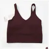 Roupas de Yoga Mulheres Esportes Lu-088 Sutiã Y Tank Top Colete Apertado com Almofada no Peito Não Amanteigado Macio Atlético Fiess Vestir Cu Drop Delivery Outdo Otret