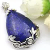 Luckyshien nouveau fait à la main naturel Lapis Lazuli pendentifs Vintage argent élégant fleur de prunier pendentif collier bijoux pour femmes Pendan3238