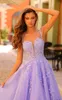 Annie Borded Glitter Tulle Prom Dres Dres Purple en forma de A Dres Dres de boda Dres 2024 Vestidos de Fiesta S8UQ#