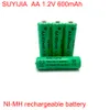 AA 1.2V 600mAh Ni-MH uppladdningsbart batteri för kamera Mikrofon ficklampa Remote Control Mp3/MP4 Player Electric Shaver