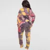 XL-5XL Plus Size Women Clothing Fall Two Piece Set Women Outfits 2022 LG Sleeve Hoodies Tie Dye Female Pant Suits Wholesale L1CG#