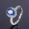 Bagues de cluster S925 tout le corps argent simulé bleu spinelle rouge corindon bague vintage pierre principale 7 9 mode et style simple