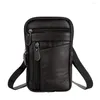 Поясные сумки, многофункциональная сумка на плечо из натуральной кожи, однотонная мужская сумка через плечо на молнии