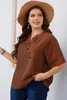 Camicetta taglie forti da donna Top Stampa a righe Cuciture T-shirt casual Girocollo con intaglio Maniche corte T-shirt estiva Panno oversize x7RO #