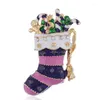 Brooches Design Crystal Jewerly Pretty Rhinestone Christmas Socks Brooch Pin