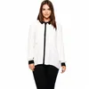 Plus Size Hi Low Elegant Fi Shirt Dames Lg Mouw Wit En Zwart Butt Pocket Lente Herfst Formele Kantoorblouse 7XL 8X 50E4#