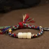 Braccialetti con ciondoli Bracciale in osso di animale in stile tibetano Perline buddiste Corda rossa intrecciata a mano Regalo per uomini e donne Ornamenti Droship