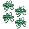 Nappe de table 4 pièces, boucles de serviette en forme de trèfle de St Patrick, porte-anneau fantaisie pour les vacances irlandaises