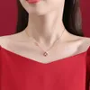 Tichia Little Lucky Clover Collar 999 Pies Sier Forest Oro Rosa Ágata Roja Colgante para Mujer