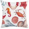Oreiller 45x45cm étoile de mer coquille crabe poisson cas salon canapé chaise lit doux housse de coussin décoration de la maison Y240401